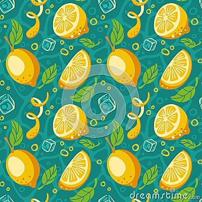 Lemonade from lemons. Slices of lemons, ice cubes. Stock Photo